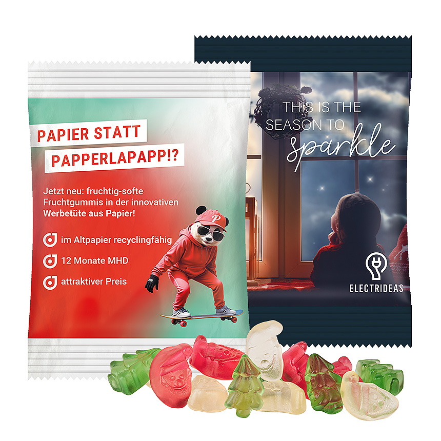Mini sáček, 10 g, bílá fólie, Trolli ovocné gumové bonbóny vánoční mix - foto Mini sáček, 10 g, bílá fólie, Trolli ovocné gumové bonbóny vánoční mix - foto