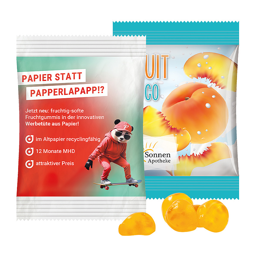 Mini sáček 15 g, kompostovatelná fólie průhledná, Trolli vitaminové gumové bonbóny - foto Mini sáček 15 g, kompostovatelná fólie průhledná, Trolli vitaminové gumové bonbóny - foto