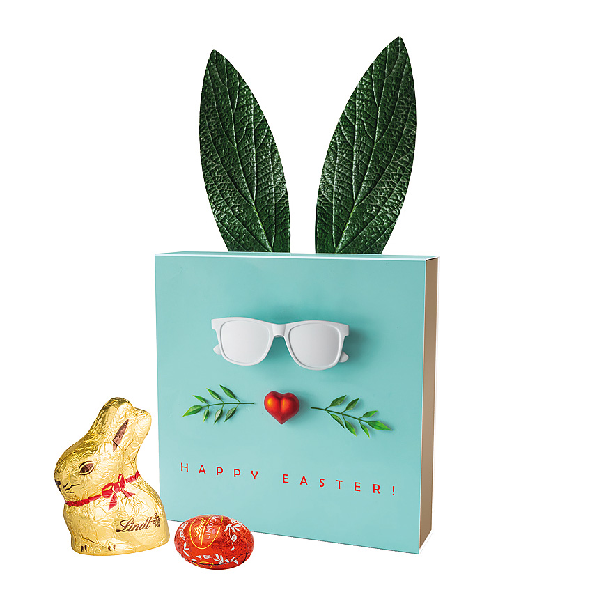Lindt dárek, reklamní pouzdro, LINDOR mini čokoládová vajíčka & zajíček - foto Lindt dárek, reklamní pouzdro, LINDOR mini čokoládová vajíčka & zajíček - foto