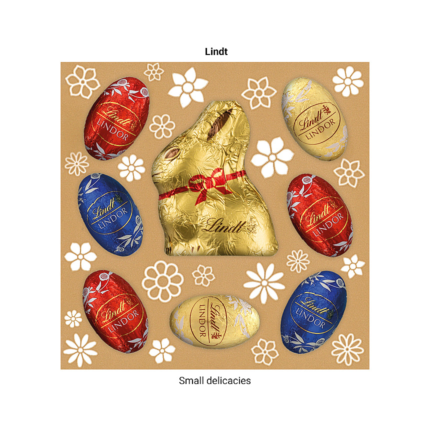 Lindt dárek, reklamní pouzdro, LINDOR mini čokoládová vajíčka & zajíček - foto Lindt dárek, reklamní pouzdro, LINDOR mini čokoládová vajíčka & zajíček - foto