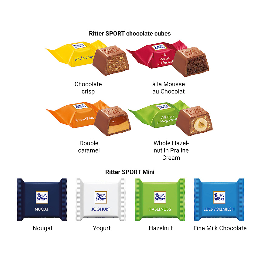 Čtvercový adventní kalendář, lepenkový obal bílý, Ritter SPORT čokoládové kostky - foto Čtvercový adventní kalendář, lepenkový obal bílý, Ritter SPORT čokoládové kostky - foto