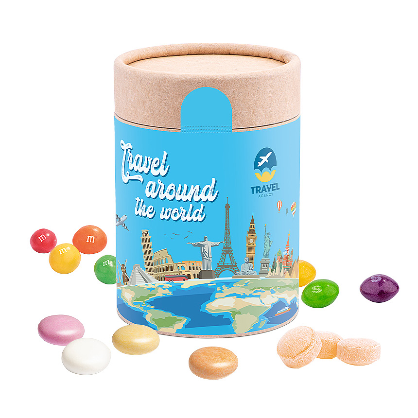Papírová dóza eco maxi, mini bonbóny ovocný mix - foto Papírová dóza eco maxi, mini bonbóny ovocný mix - foto