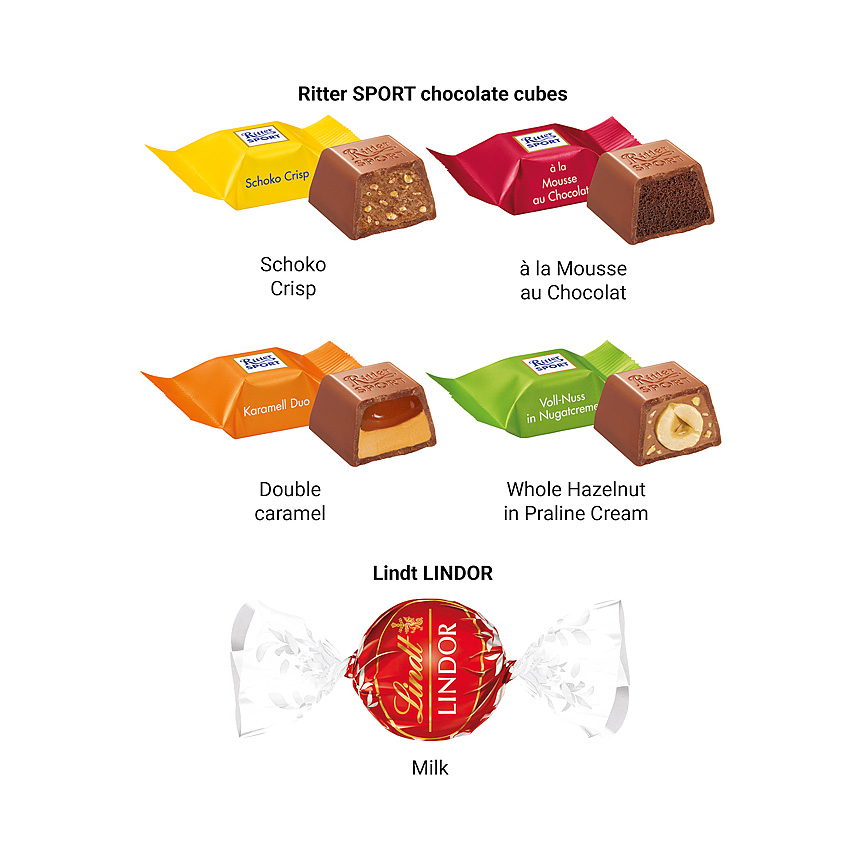 Adventní kalendář eko XL, kartonová vložka, Ritter SPORT čokoládové kostky - foto Adventní kalendář eko XL, kartonová vložka, Ritter SPORT čokoládové kostky - foto