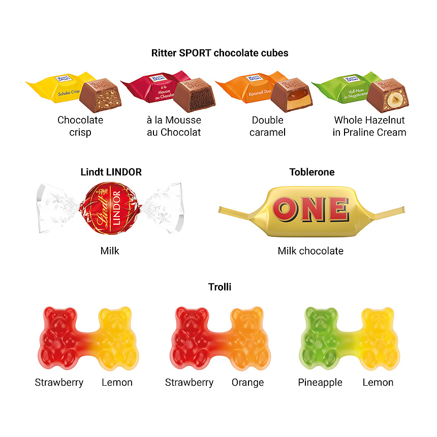 Adventní kalendář eko L, kartonová vložka, Ritter SPORT čokoládové kostky - foto Adventní kalendář eko L, kartonová vložka, Ritter SPORT čokoládové kostky - foto