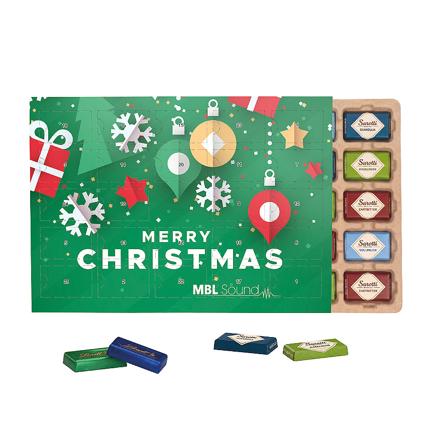 Prémiový stolní adventní kalendář Eco, Lindt mini čokoládové tyčinky - foto Prémiový stolní adventní kalendář Eco, Lindt mini čokoládové tyčinky - foto