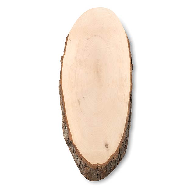Oval wooden board with bark  - foto