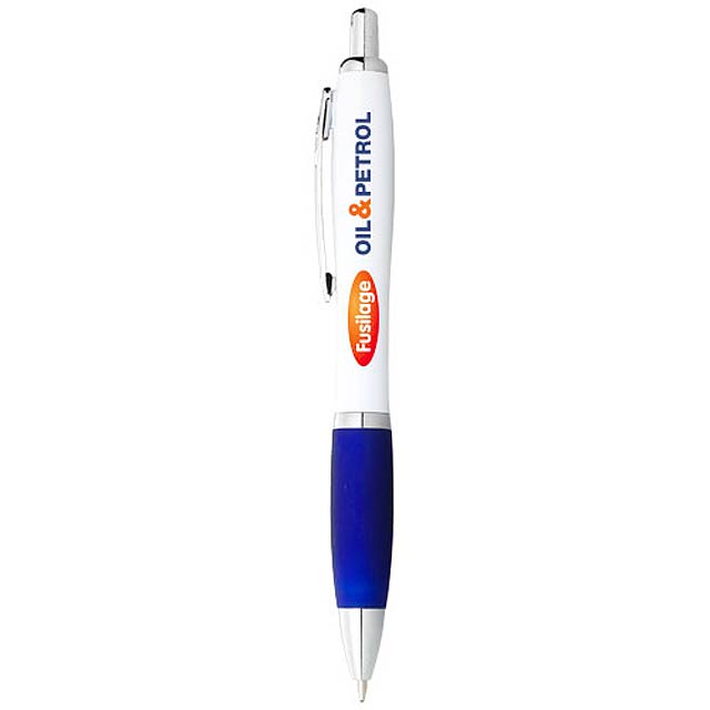 Bílé kuličkové pero Nash s barevným úchopem - foto