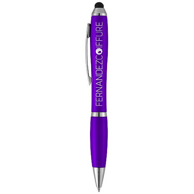 Barevné kuličkové pero a stylus Nash s barevným úchopem - foto