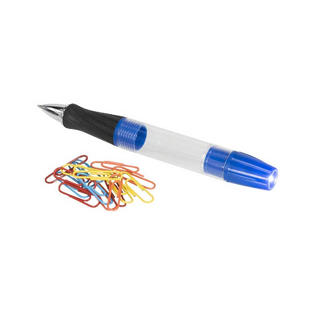 Kuličkové pero King s LED světlem a kancelářskými sponkami - foto