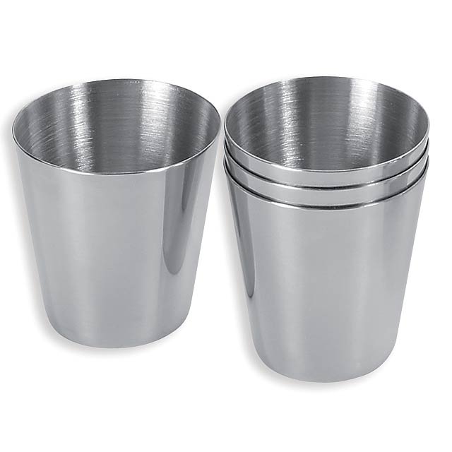 CUP SET III - sada nerezových pohárků v pouzdře, 4x25 ml - foto