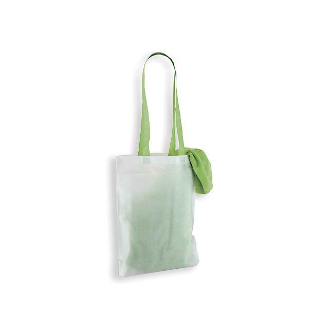 BOHOL bavlněná osuška, 320 g/m2 s taškou z netkané textilie, Světle zelená - foto
