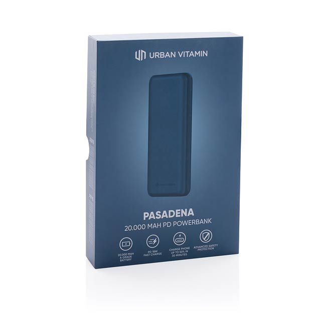 Urban Vitamin Pasadena 20.000 mAh 18W PD powerbank, blue - foto