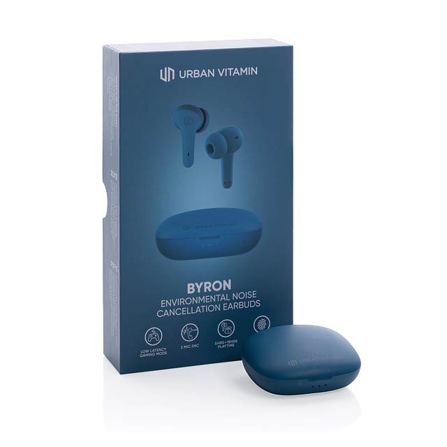 TWS sluchátka Urban Vitamin Byron ENC, modrá - foto