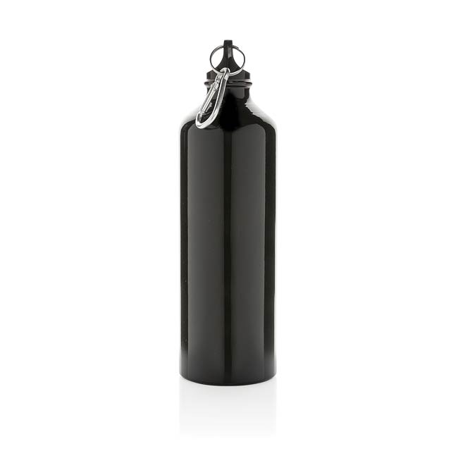 Hliníková sportovní lahev s karabinou XL, černá - foto
