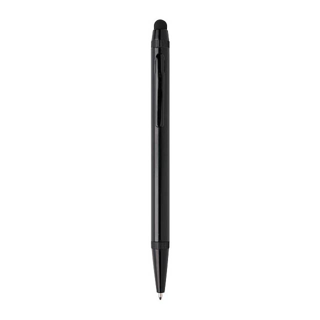 Standard hardcover A5 notebook with stylus pen, black - foto