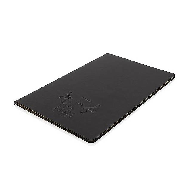 Softcover PU notebook with colored edge, black - foto