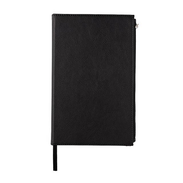 Swiss Peak A5 PU notebook with zipper pocket, black - foto