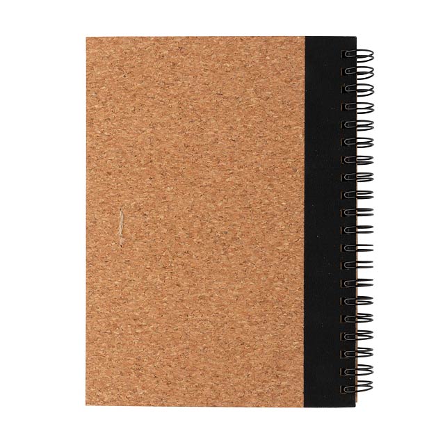 Cork spiral notebook with pen, black - foto