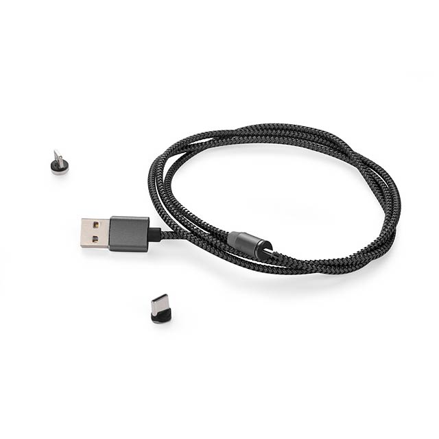 Kabel MAGNETIC USB 3 v 1 - čierna