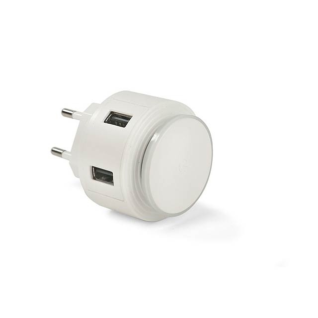 USB nástěnná nabíječka s noční lampou NOTTO - bílá