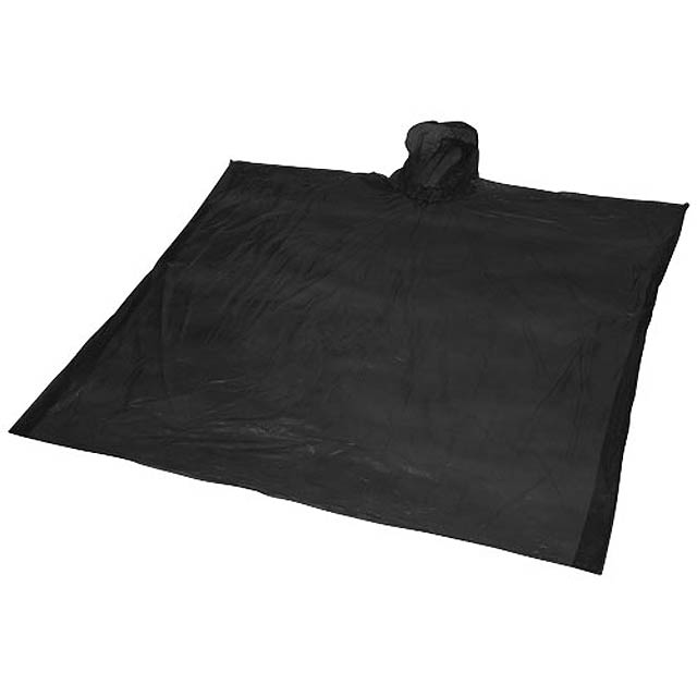 Ziva disposable rain poncho with storage pouch - black
