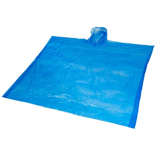 Ziva disposable rain poncho with storage pouch - royal blue