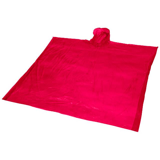 Ziva disposable rain poncho with storage pouch - red