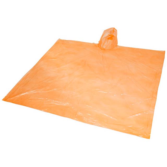 Ziva disposable rain poncho with storage pouch - orange