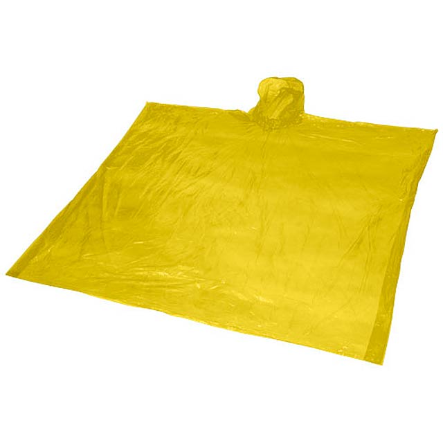 Ziva disposable rain poncho with storage pouch - yellow