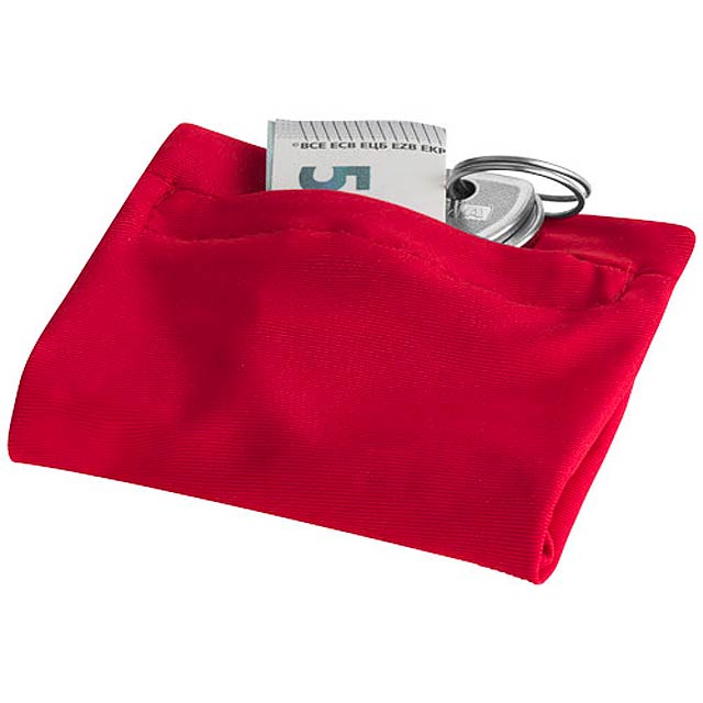 Squat wristband with zippered pocket - red