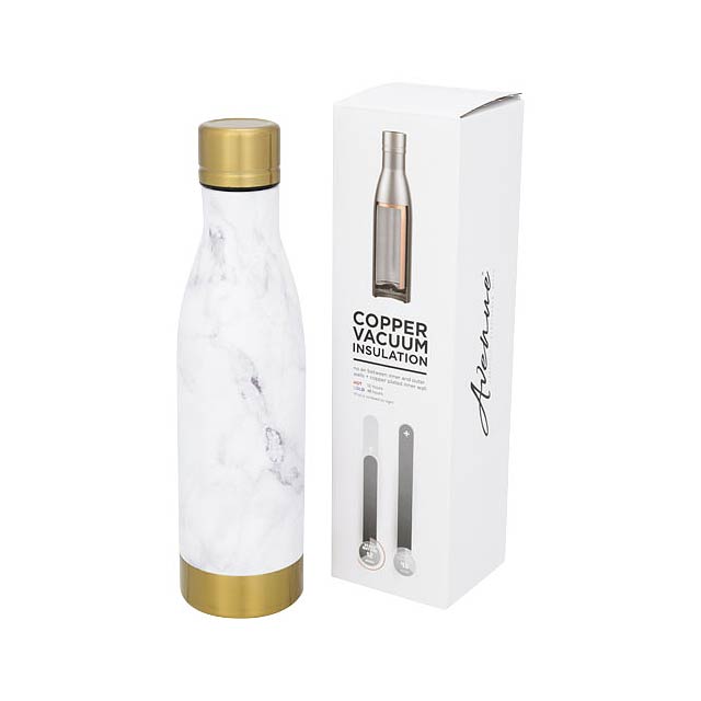 Vasa 500 ml marble copper vacuum insulated bottle - white