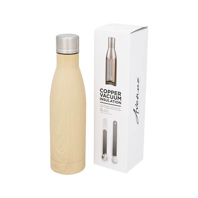 Vasa 500 ml wood-look copper vacuum insulated bottle - brown