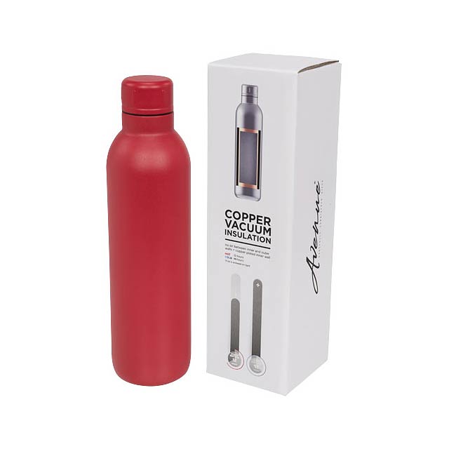 Thor 510 ml copper vacuum insulated sport bottle - transparent red