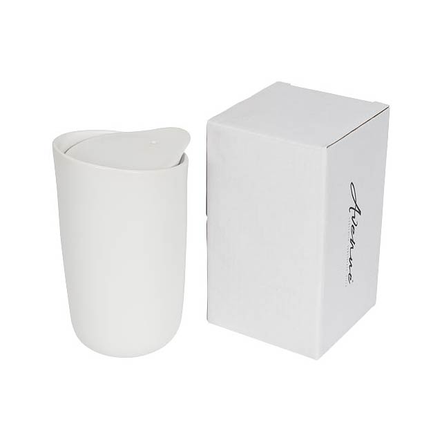 Mysa 410 ml double-walled ceramic tumbler - white