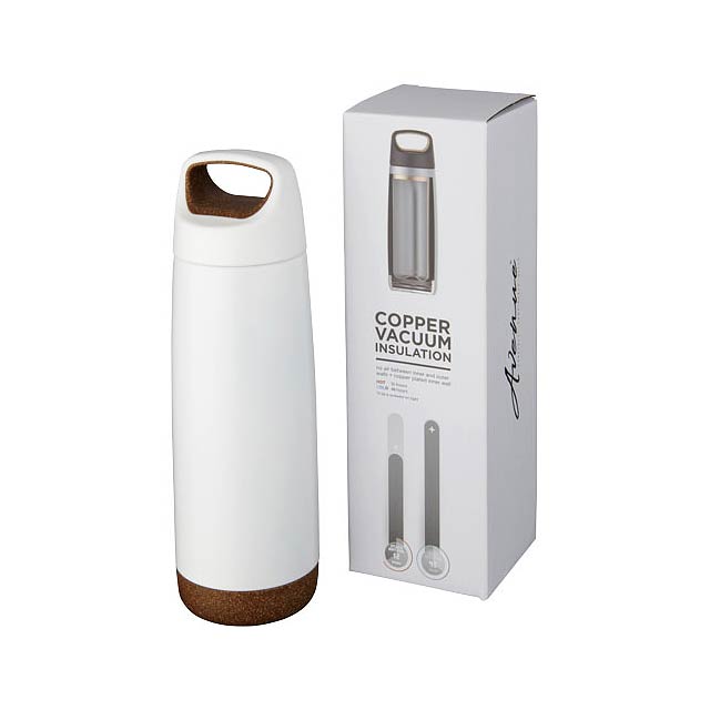 Valhalla 600 ml copper vacuum insulated sport bottle - white