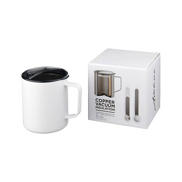 Rover 420 ml copper vacuum insulated mug - white