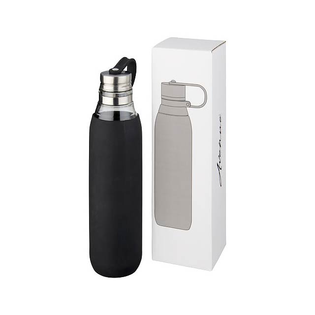 Oasis 650 ml glass sport bottle - black