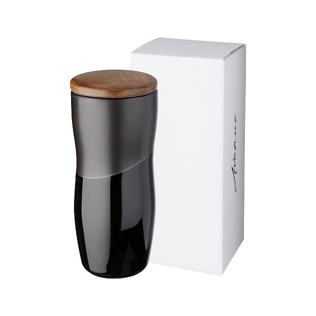 Reno 370 ml double-walled ceramic tumbler - black