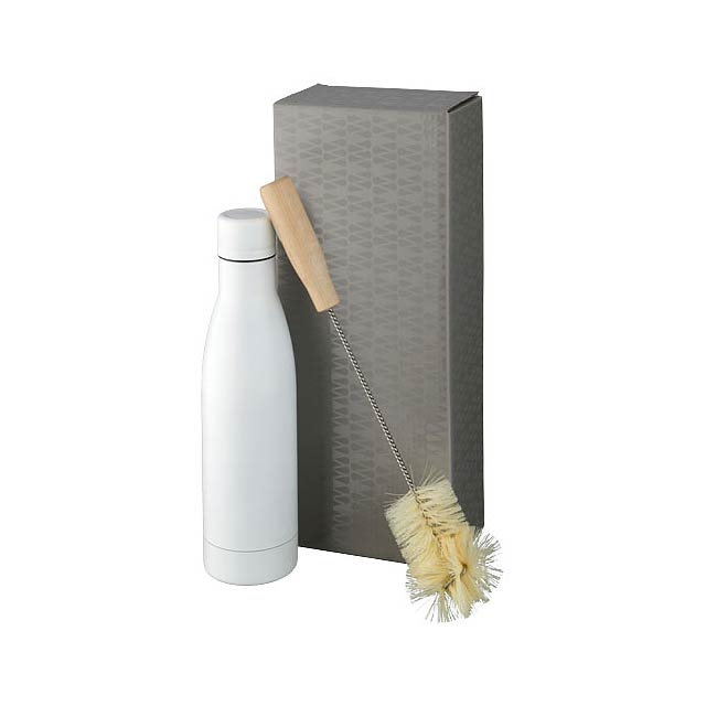 Vasa copper vacuum insulated bottle with brush set - white