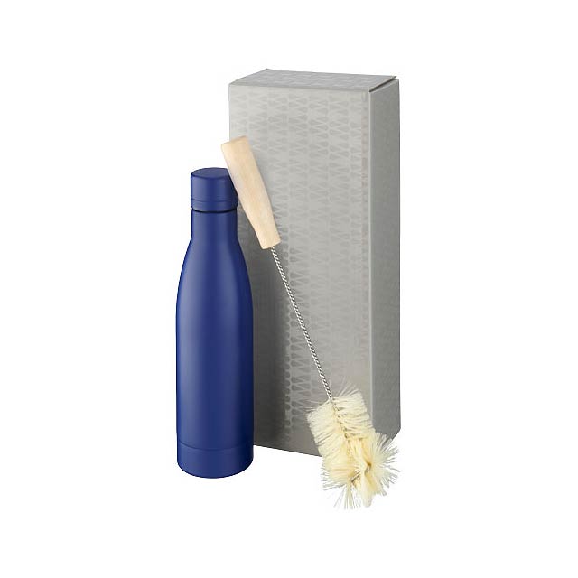 Vasa copper vacuum insulated bottle with brush set - blue