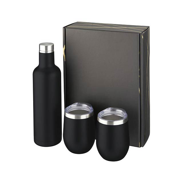 Pinto and Corzo copper vacuum insulated gift set - black