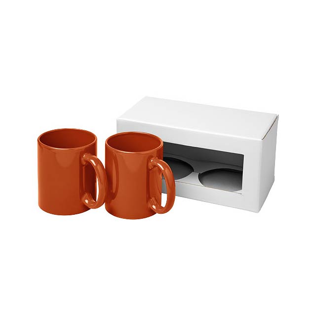 Ceramic mug 2-pieces gift set - orange