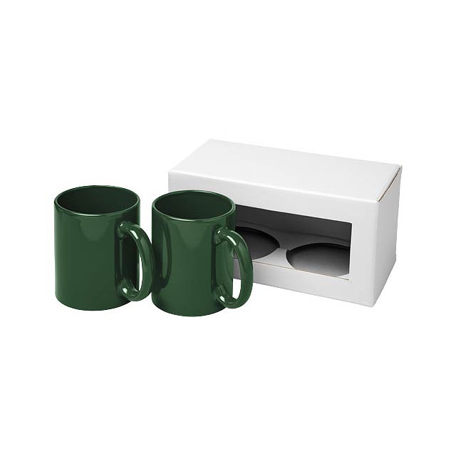 Ceramic mug 2-pieces gift set - green