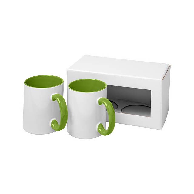 Ceramic sublimation mug 2-pieces gift set - lime