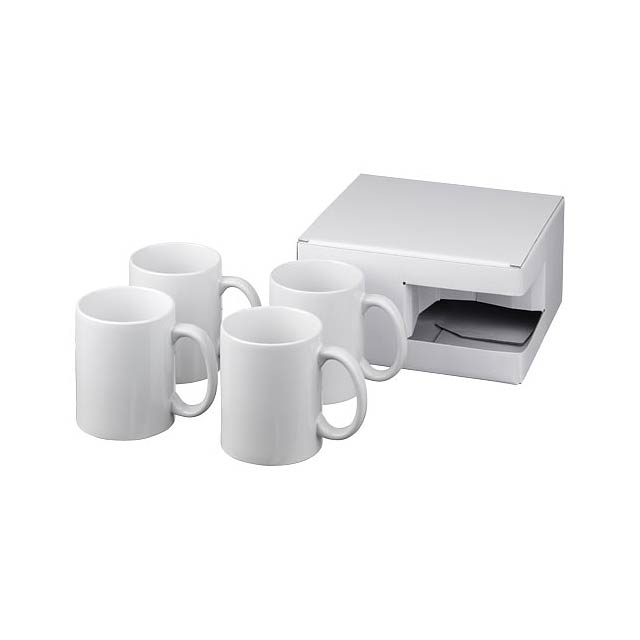 Ceramic mug 4-pieces gift set - white