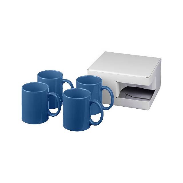 Ceramic mug 4-pieces gift set - blue