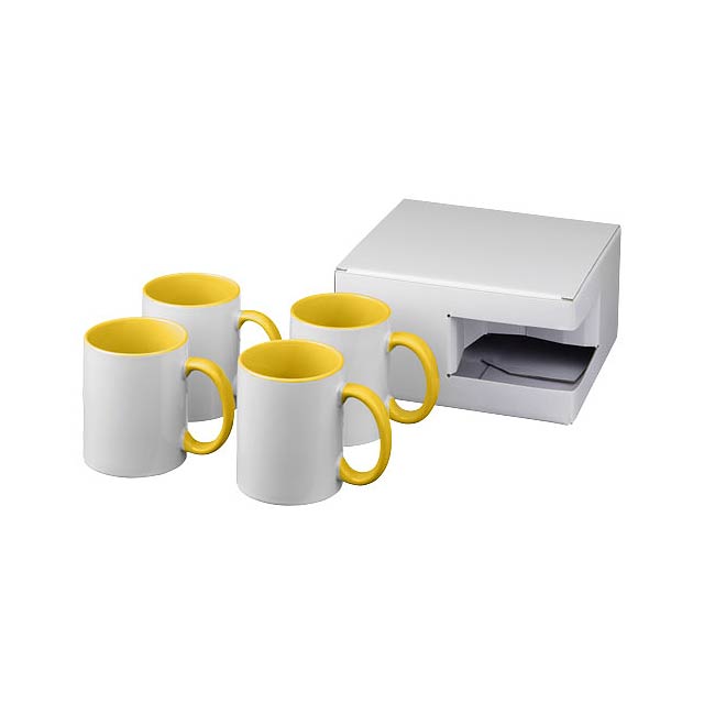 Ceramic sublimation mug 4-pieces gift set - yellow