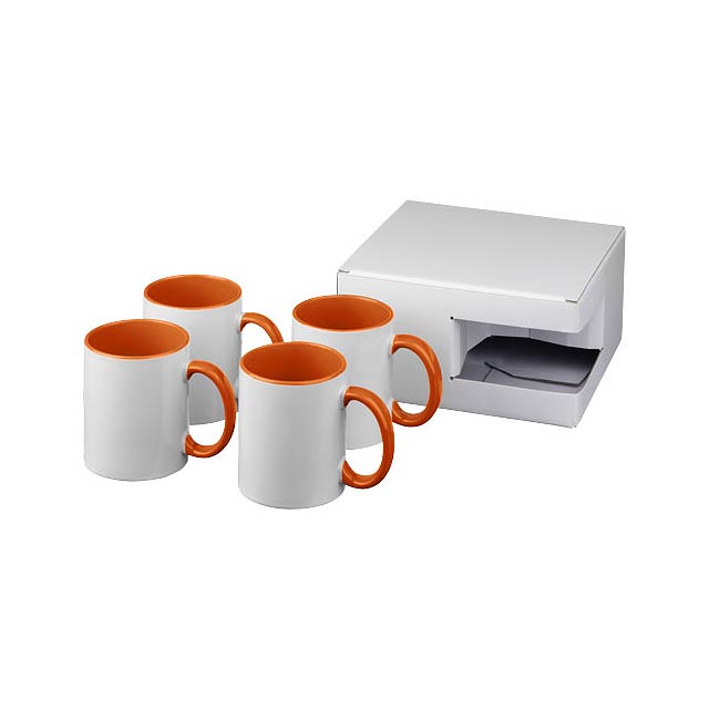 Ceramic sublimation mug 4-pieces gift set - orange