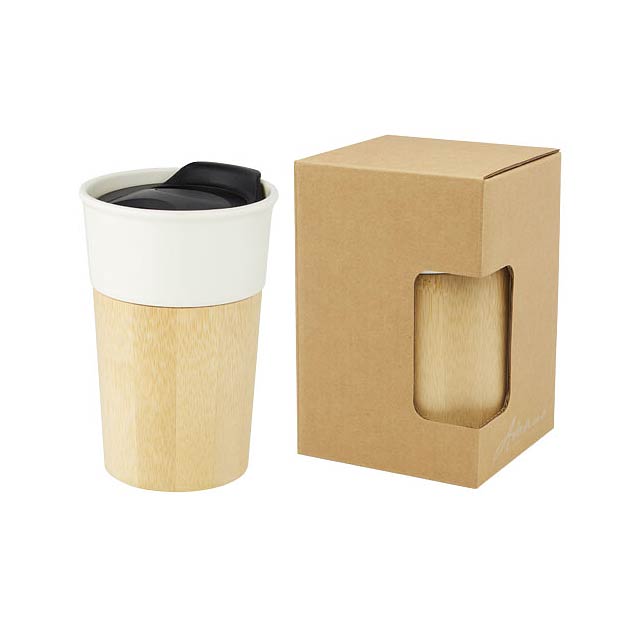 Pereira 320 ml porcelain mug with bamboo outer wall - white