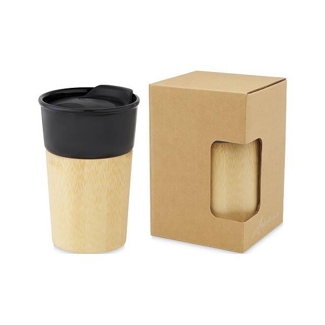 Pereira 320 ml porcelain mug with bamboo outer wall - black